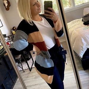 NWT Ecowish Color Block Striped Cardigan